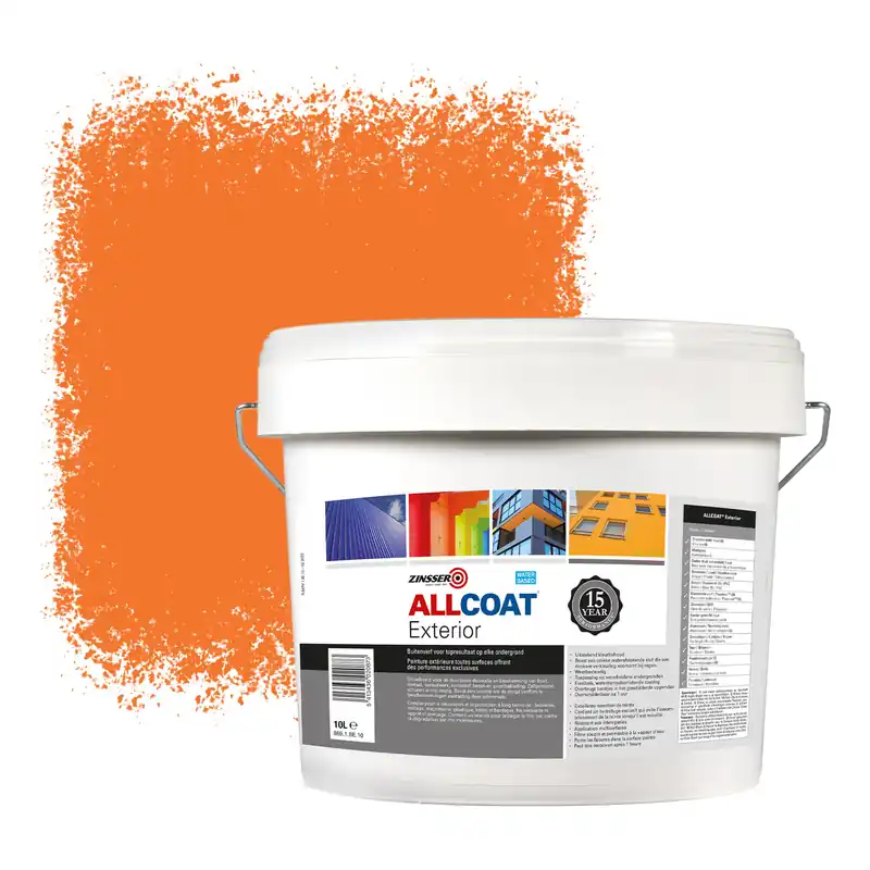 Zinsser Allcoat Exterior Muurverf RAL 2008 Licht Roodoranje - 10 liter Hoge Kwaliteit