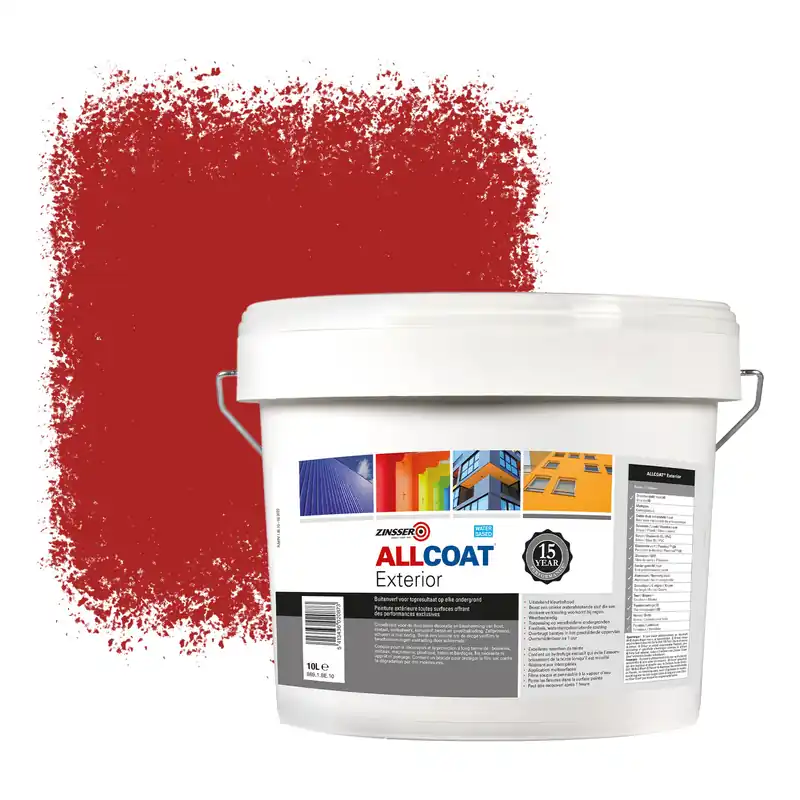 Op = Op Zinsser Allcoat Exterior Muurverf RAL 3000 Vuurrood - 10 liter
