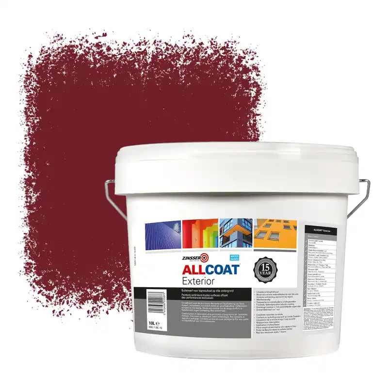 Bestseller Zinsser Allcoat Exterior Muurverf RAL 3004 Purperrood - 10 liter