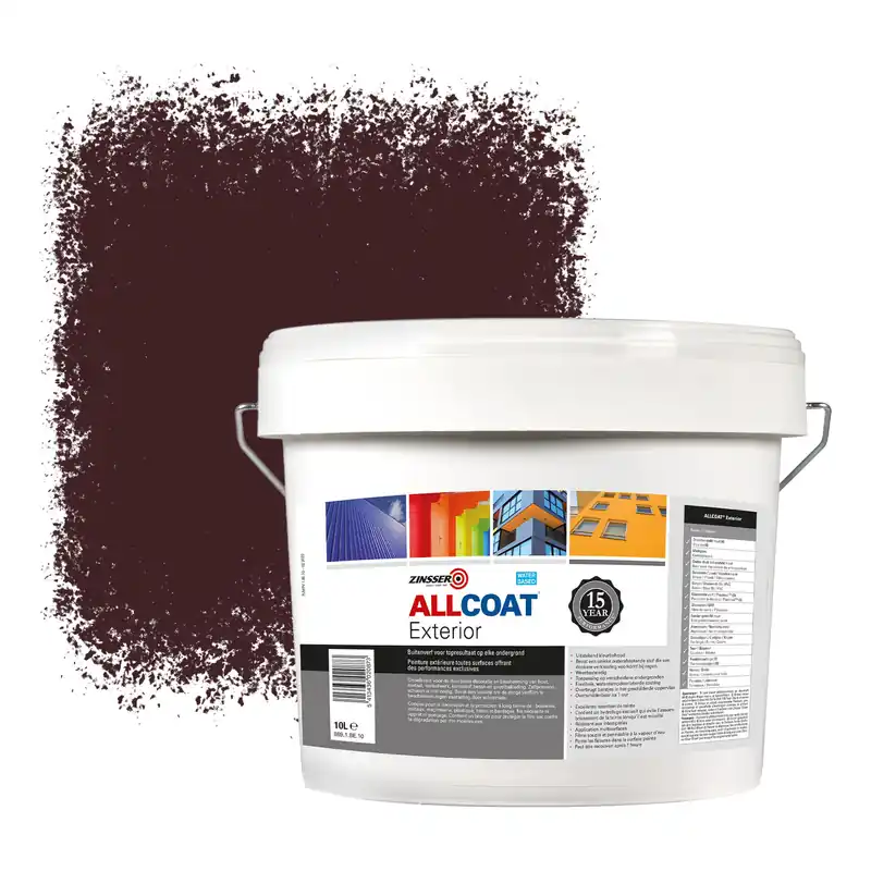 Zinsser Allcoat Exterior Muurverf RAL 3007 Zwartrood - 10 liter Op = Op