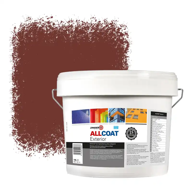 Gecertificeerd Zinsser Allcoat Exterior Muurverf RAL 3009 Oxyderood - 10 liter