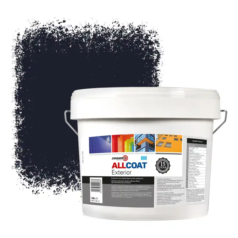 Zinsser Allcoat Exterior Muurverf RAL 5004 Zwartblauw - 10 liter Beperkt Aanbod