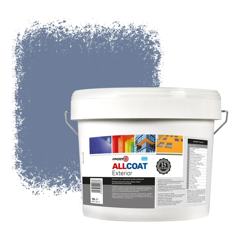 Dagaanbieding Zinsser Allcoat Exterior Muurverf RAL 5014 Duivenblauw - 10 liter