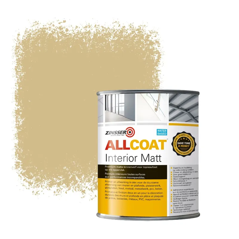 Zinsser Allcoat Interior Muurverf RAL 1001 Beige - 1 liter Nieuw