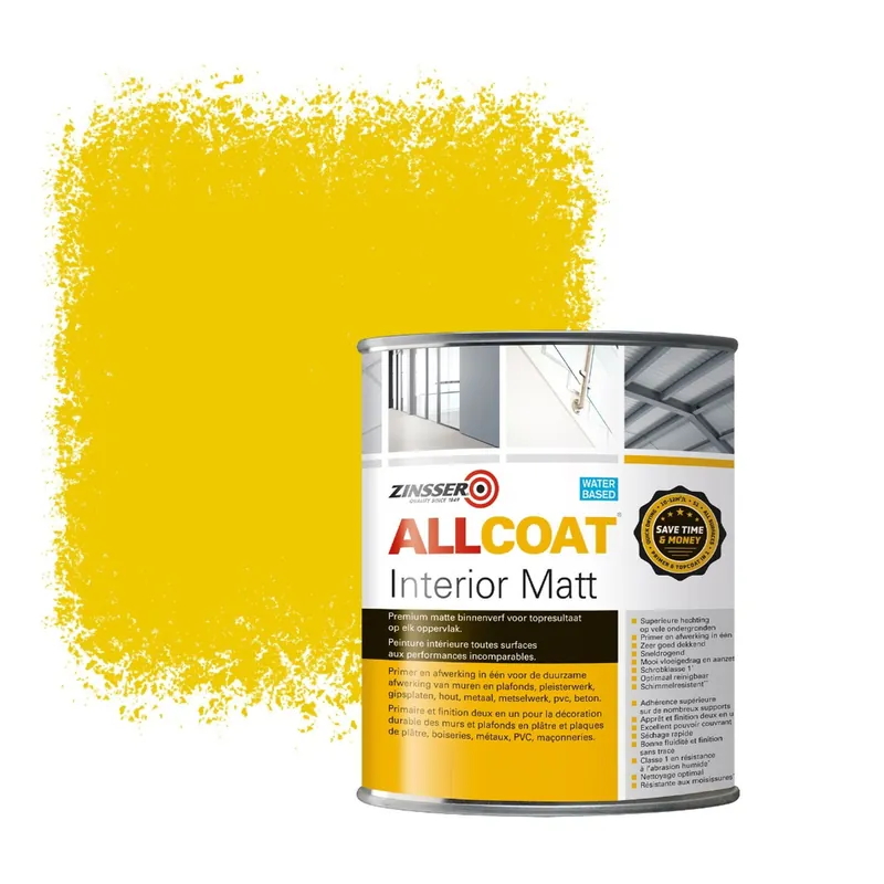 Nieuw Zinsser Allcoat Interior Muurverf RAL 1021 Koolzaadgeel - 1 liter