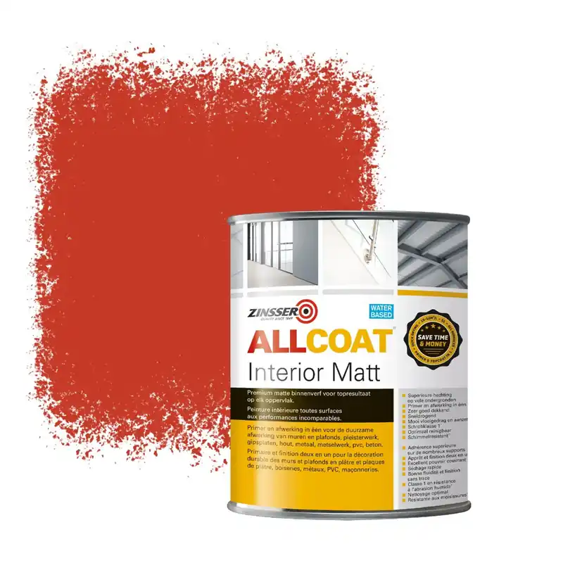 Zinsser Allcoat Interior Muurverf RAL 2002 Vermiljoen - 1 liter Bestel Nu