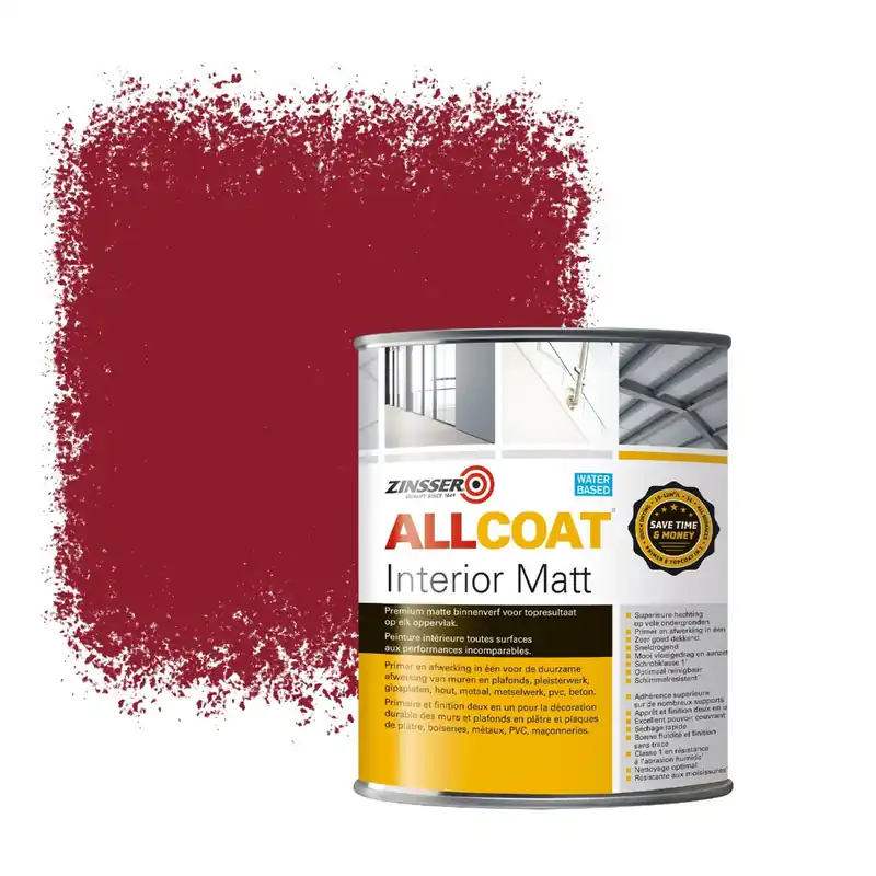 Shop Nu Zinsser Allcoat Interior Muurverf RAL 3003 Robijnrood - 1 liter