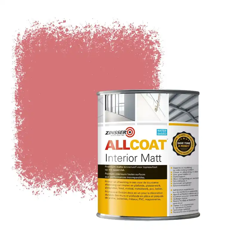 Zinsser Allcoat Interior Muurverf RAL 3014 Antiekroze - 1 liter Voordeelprijs