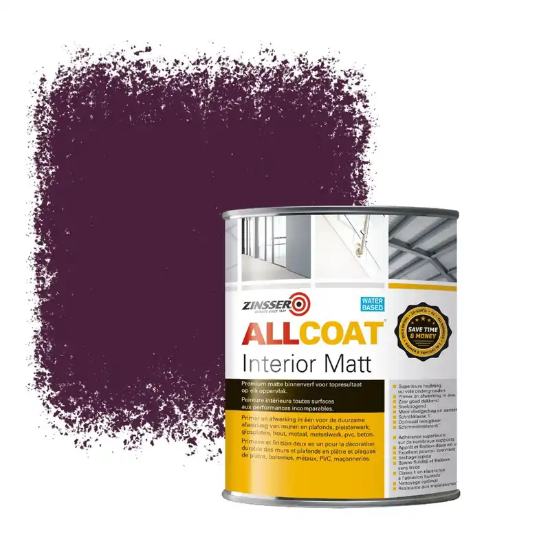 Zinsser Allcoat Interior Muurverf RAL 4007 Purperviolet - 1 liter Gratis Retour