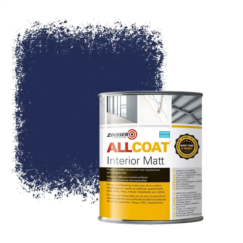 Zinsser Allcoat Interior Muurverf RAL 5013 Kobaltblauw - 1 liter Nu Kopen