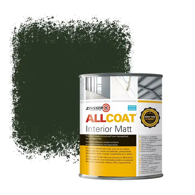 Op = Op Zinsser Allcoat Interior Muurverf RAL 6007 Flessengroen - 1 liter