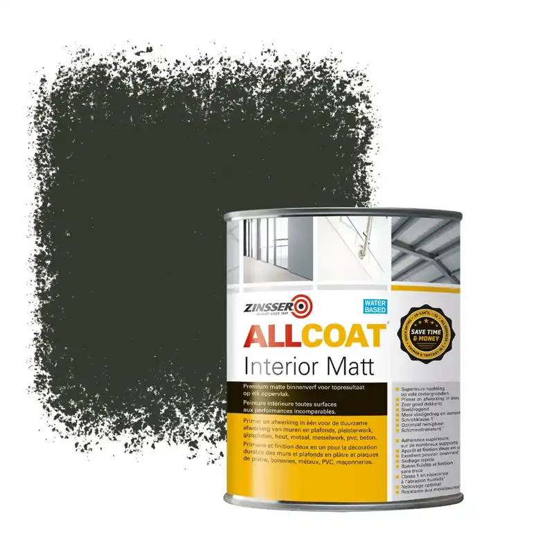 Shop Nu Zinsser Allcoat Interior Muurverf RAL 6008 Bruingroen - 1 liter