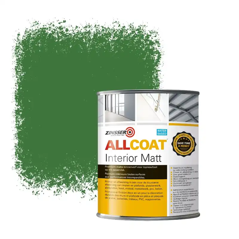 Zinsser Allcoat Interior Muurverf RAL 6010 Grasgroen - 1 liter Op = Op