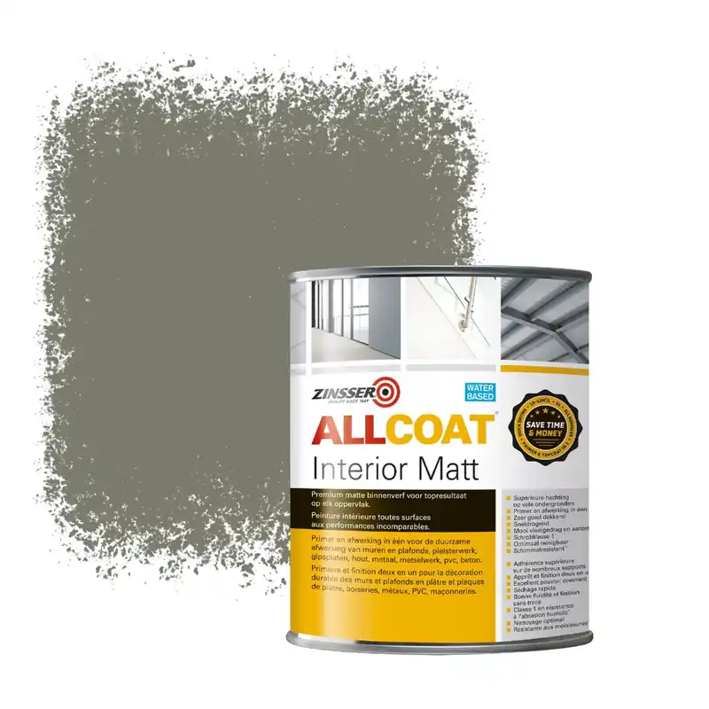 Zinsser Allcoat Interior Muurverf RAL 7003 Mosgrijs - 1 liter Beperkt Aanbod