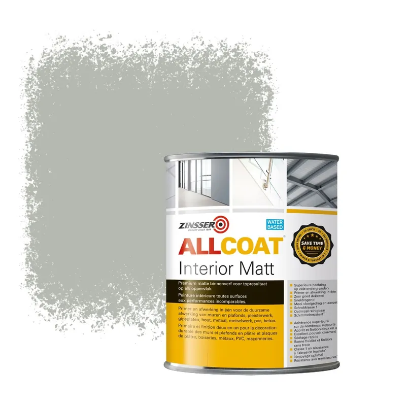 Zinsser Allcoat Interior Muurverf RAL 7038 Agaatgrijs - 1 liter Lage Prijs