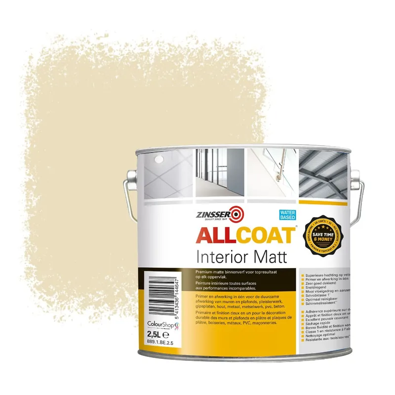 Zinsser Allcoat Interior Muurverf RAL 1015 Licht ivoorkleurig - 2,5 liter Veilige Betaling