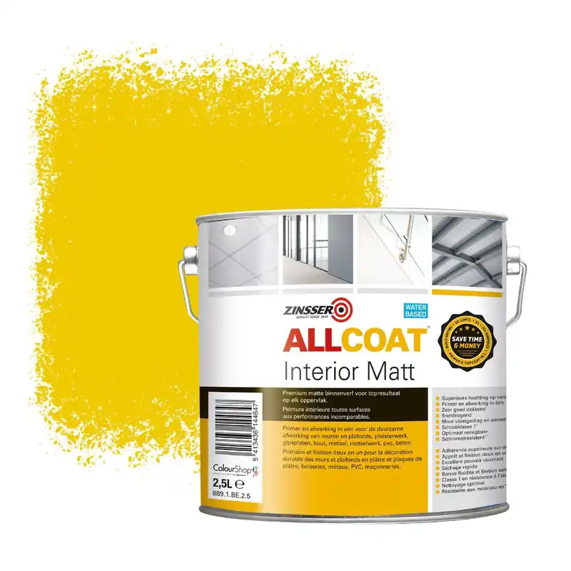 Zinsser Allcoat Interior Muurverf RAL 1021 Koolzaadgeel - 2,5 liter Nu Kopen