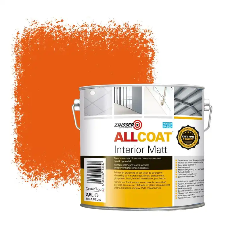 Zinsser Allcoat Interior Muurverf RAL 2004 Zuiver oranje - 2,5 liter Alleen Vandaag