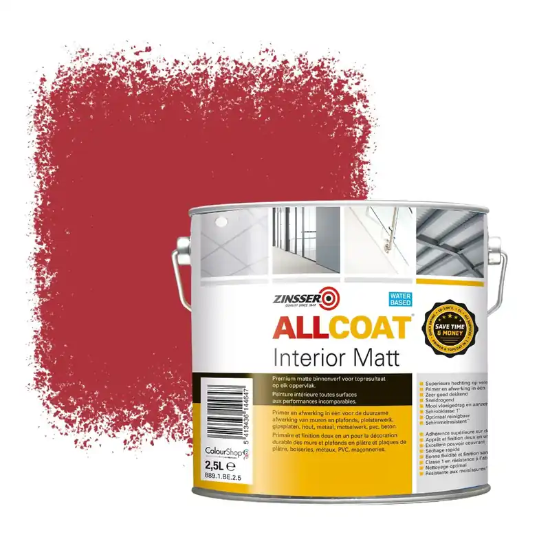 Flitsaanbieding Zinsser Allcoat Interior Muurverf RAL 3031 Oriëntrood - 2,5 liter