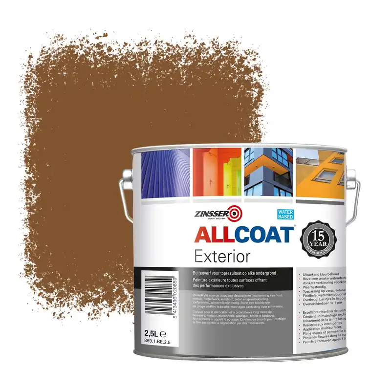 Zinsser Allcoat Exterior Muurverf RAL 8003 Klei bruin - 2,5 liter Dagaanbieding