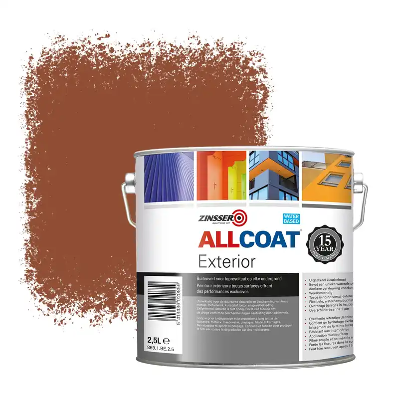 Zinsser Allcoat Exterior Muurverf RAL 8004 Koperbruin - 2,5 liter Weekendaanbieding