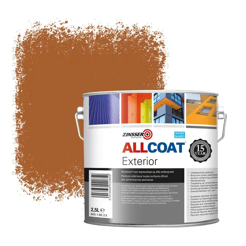 Zinsser Allcoat Exterior Muurverf RAL 8023 Oranjebruin - 2,5 liter Goedkoop