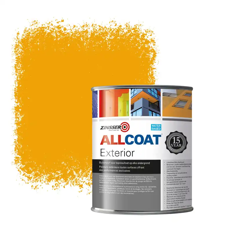 Laatste Kans Zinsser Allcoat Exterior Muurverf RAL 1037 Zonnegeel - 1 liter