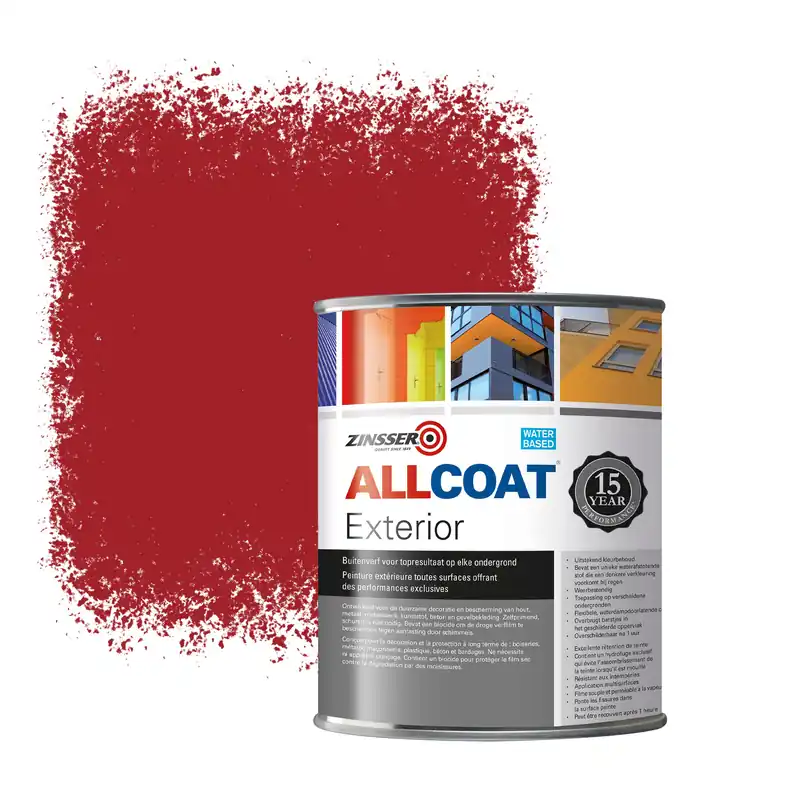 Dagaanbieding Zinsser Allcoat Exterior Muurverf RAL 3001 Signaalrood - 1 liter