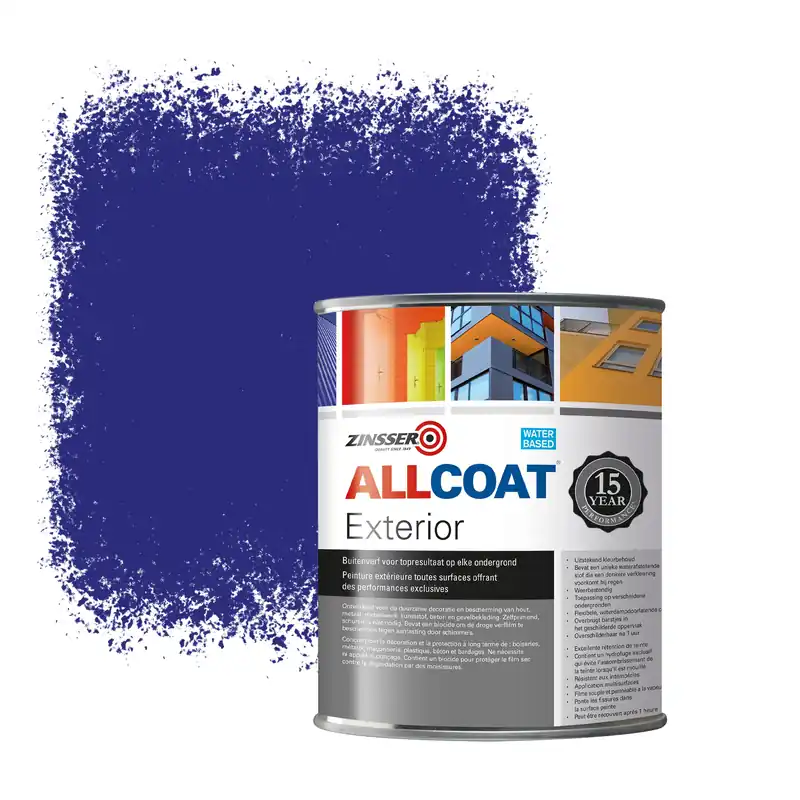 Zinsser Allcoat Exterior Muurverf RAL 5002 Ultramarijn blauw - 1 liter Shop Nu