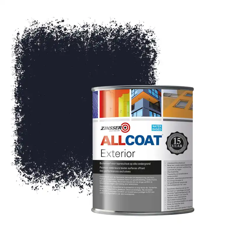 Exclusieve Aanbieding Zinsser Allcoat Exterior Muurverf RAL 5004 Zwartblauw - 1 liter