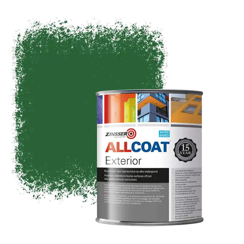 Zinsser Allcoat Exterior Muurverf RAL 6002 Loofgroen - 1 liter Gratis Retour