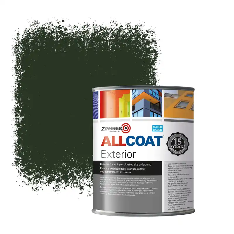 Betaalbaar Zinsser Allcoat Exterior Muurverf RAL 6007 Flessengroen - 1 liter