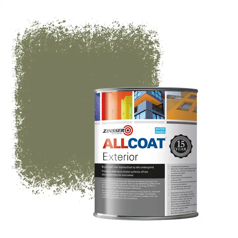 Lage Kosten Zinsser Allcoat Exterior Muurverf RAL 6013 Rietgroen - 1 liter