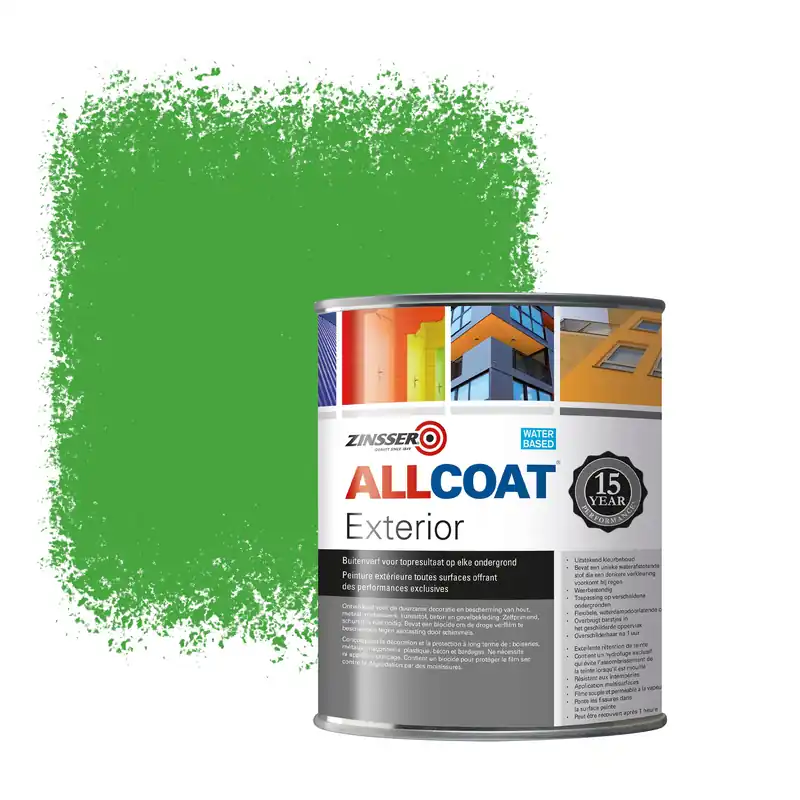 Beste Prijs Zinsser Allcoat Exterior Muurverf RAL 6018 Geelgroen - 1 liter