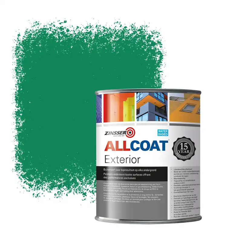 Bestseller Zinsser Allcoat Exterior Muurverf RAL 6032 Signaalgroen - 1 liter