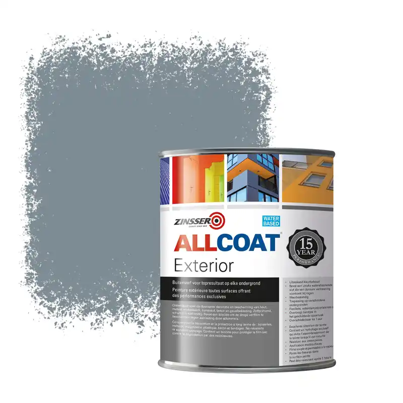 Tijdelijk Beschikbaar Zinsser Allcoat Exterior Muurverf RAL 7000 Eekhoorngrijs - 1 liter