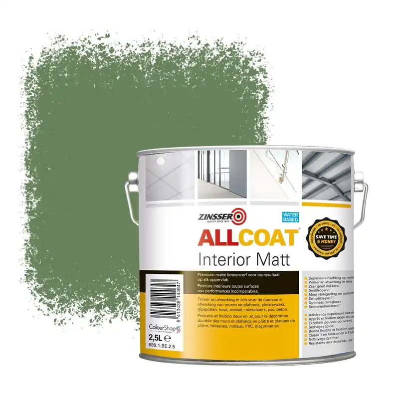 Actieprijs Zinsser Allcoat Interior Muurverf RAL 6011 Resedagroen - 2,5 liter
