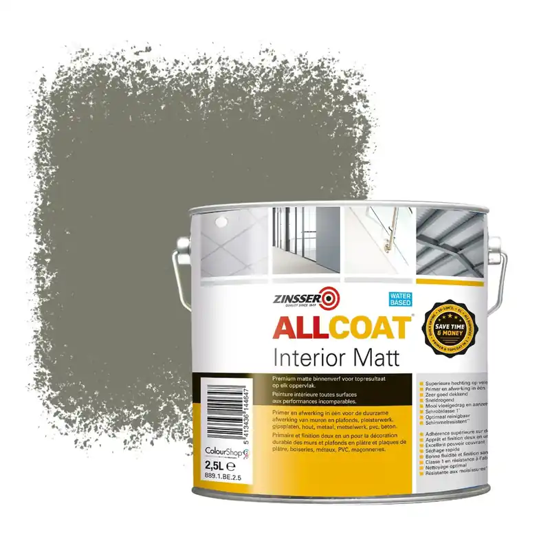 Zinsser Allcoat Interior Muurverf RAL 7003 Mosgrijs - 2,5 liter Dagaanbieding