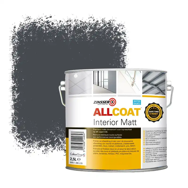 Zinsser Allcoat Interior Muurverf RAL 7024 Grafietgrijs - 2,5 liter Veilige Betaling