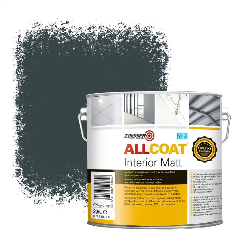 Zinsser Allcoat Interior Muurverf RAL 7026 Granietgrijs - 2,5 liter Favoriet