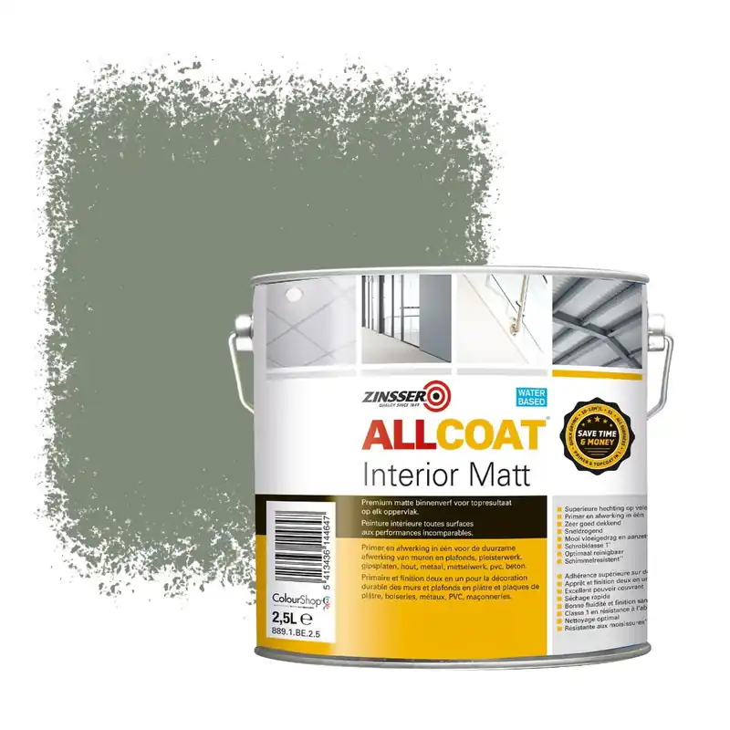 Betrouwbaar Zinsser Allcoat Interior Muurverf RAL 7033 Cementgrijs - 2,5 liter