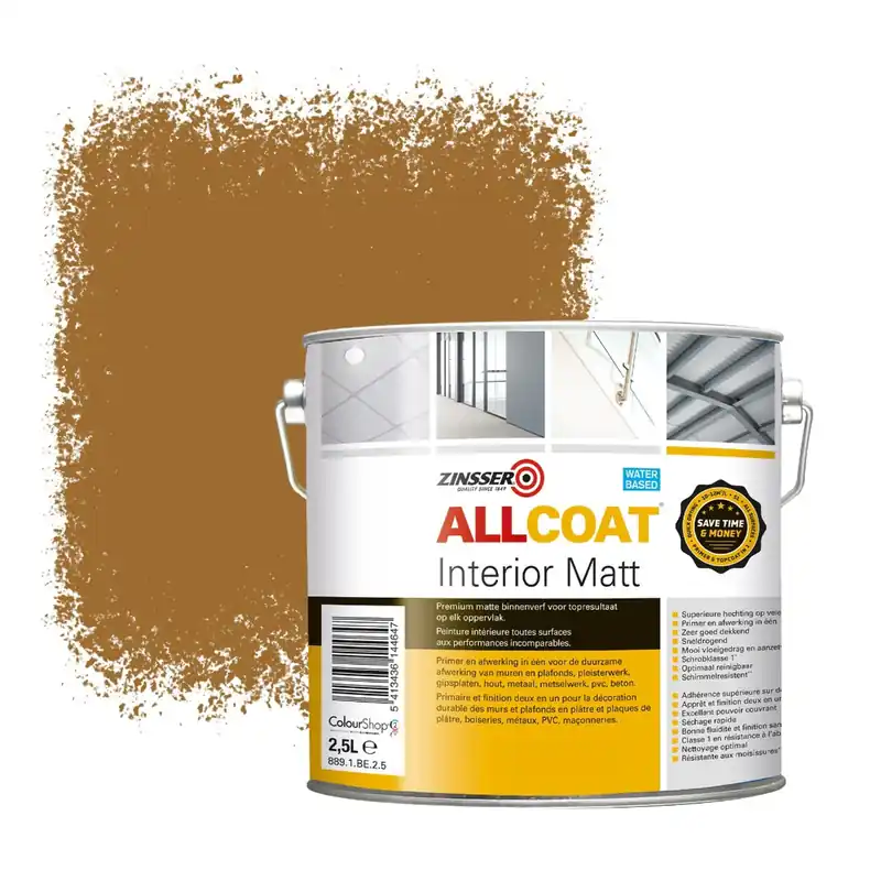 Zinsser Allcoat Interior Muurverf RAL 8001 Okerbruin - 2,5 liter Betaalbaar