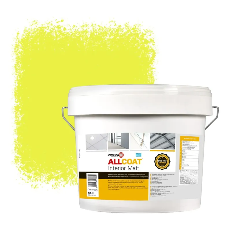 Zinsser Allcoat Interior Muurverf RAL 1016 Zwavelgeel - 10 liter Direct Beschikbaar