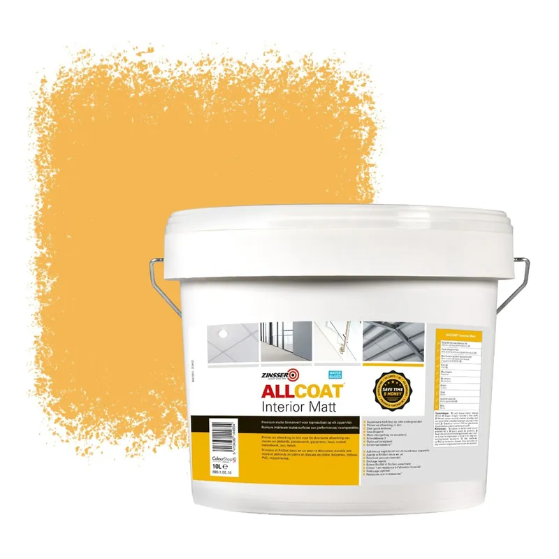 Op = Op Zinsser Allcoat Interior Muurverf RAL 1017 Saffraangeel - 10 liter