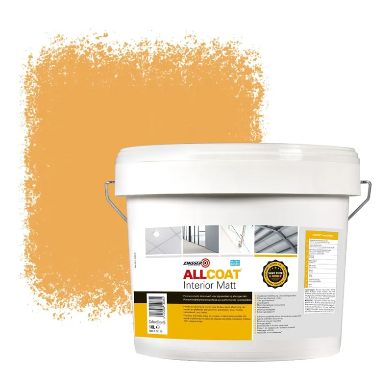 Zinsser Allcoat Interior Muurverf RAL 1034 Pastelgeel - 10 liter Finale Uitverkoop