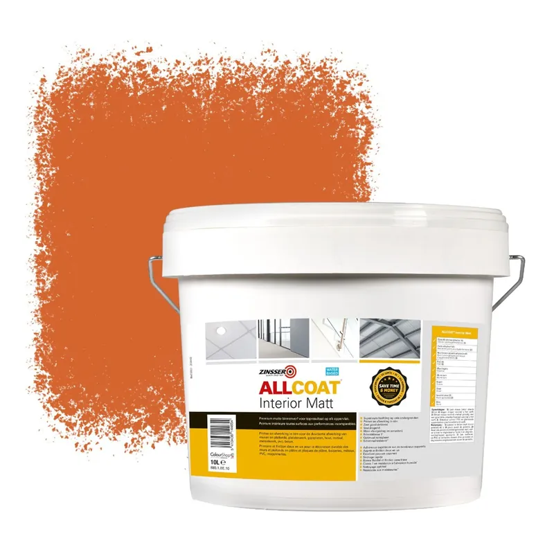 Aanbieding Zinsser Allcoat Interior Muurverf RAL 2010 Signaaloranje - 10 liter