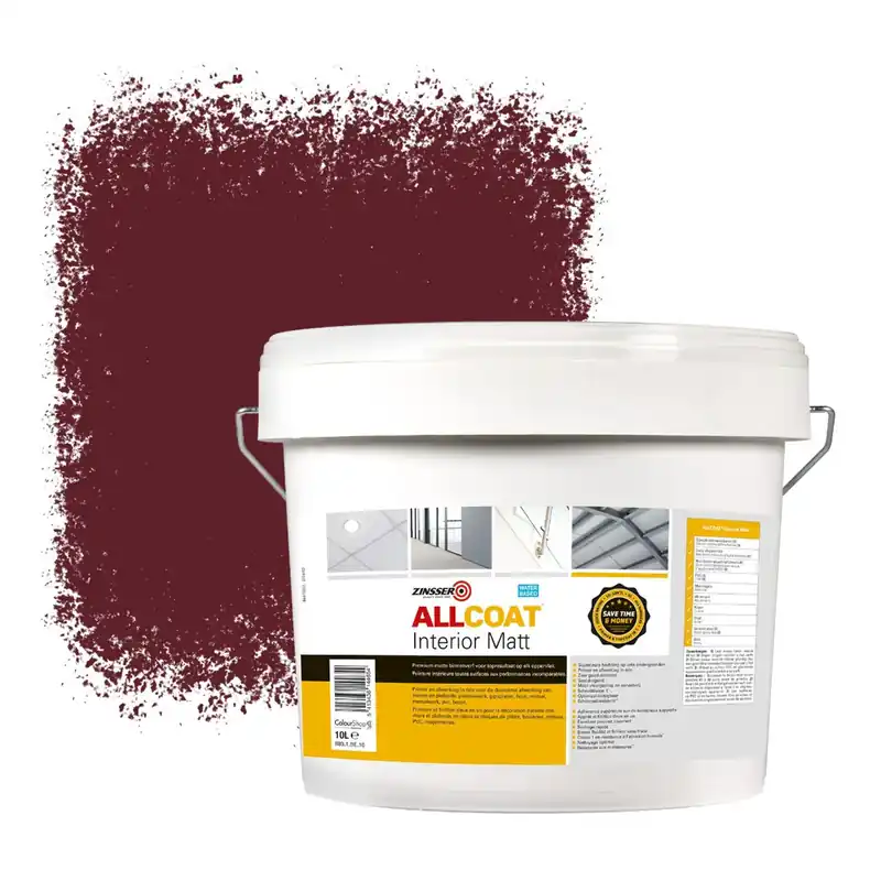 Shop Nu Zinsser Allcoat Interior Muurverf RAL 3005 Wijnrood - 10 liter