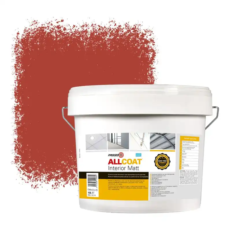 Zinsser Allcoat Interior Muurverf RAL 3016 Koraalrood - 10 liter Op = Op