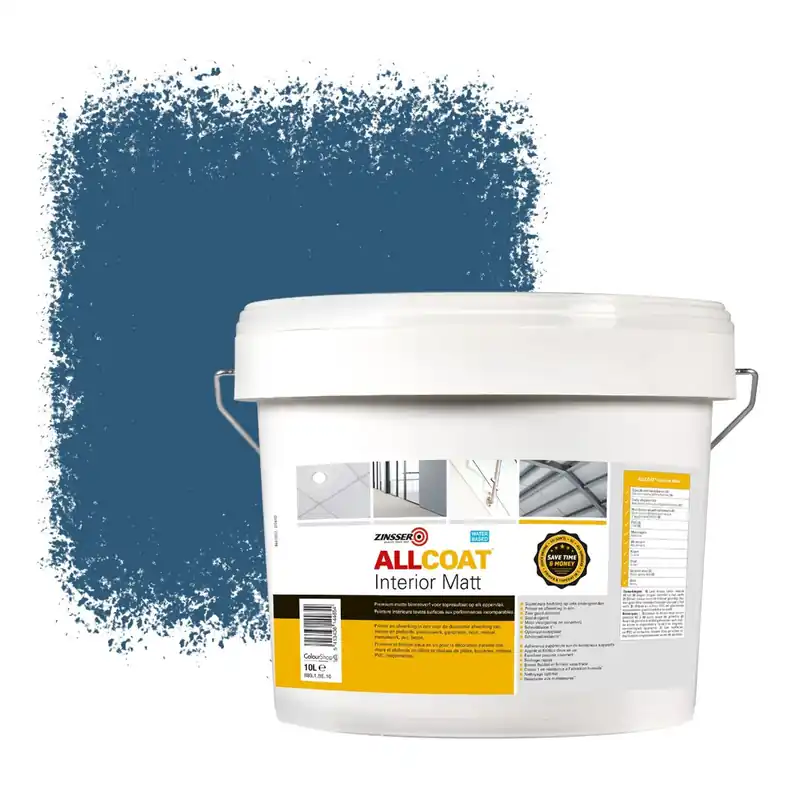 Zinsser Allcoat Interior Muurverf RAL 5009 Azuurblauw - 10 liter Meest Verkocht