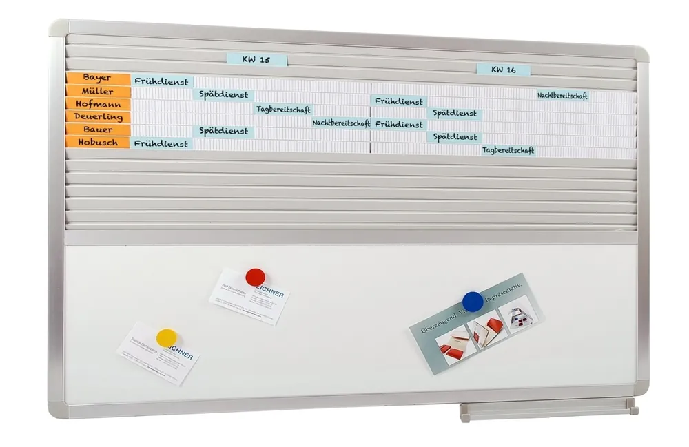 VisiPlan Combi planbord (Whiteboard & 14 vaks Strokenplanbord) Gecertificeerd
